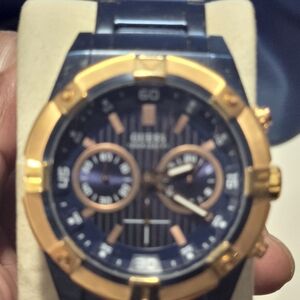 Guess Navy and Gold Chronograph Watch